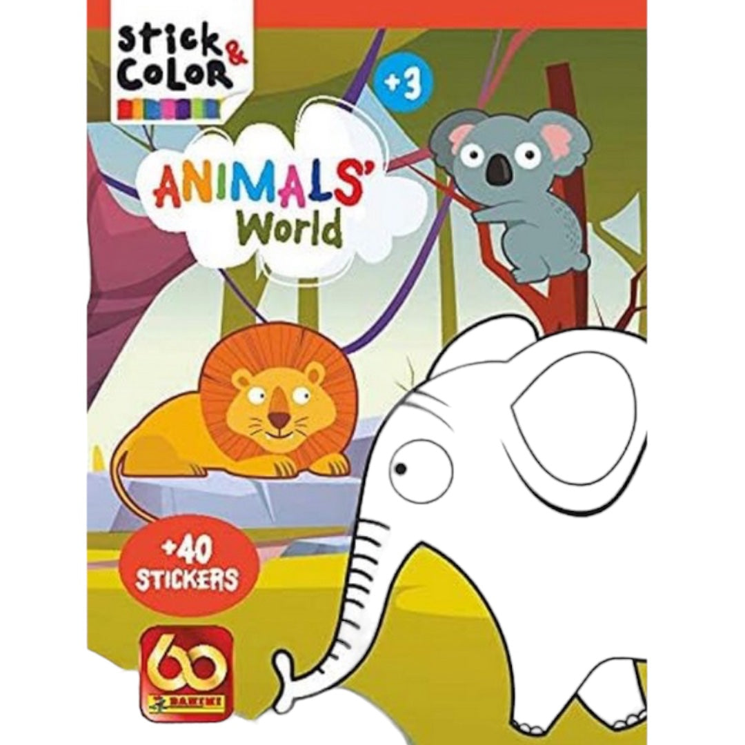 Libro para colorear Animals world Stick & color