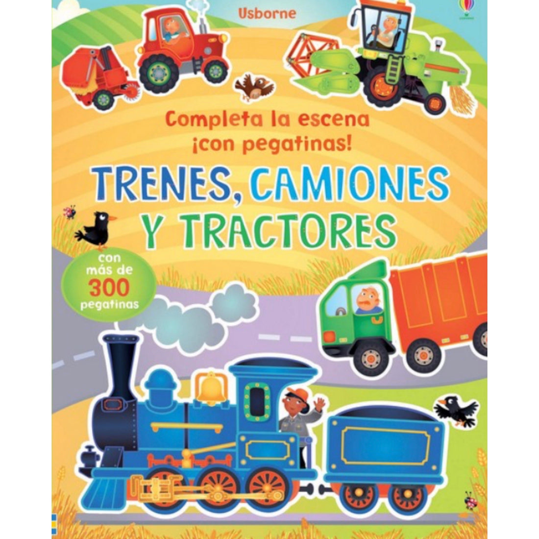 Completa la Escena con Pegatinas- Trenes, Tractores y Camiones