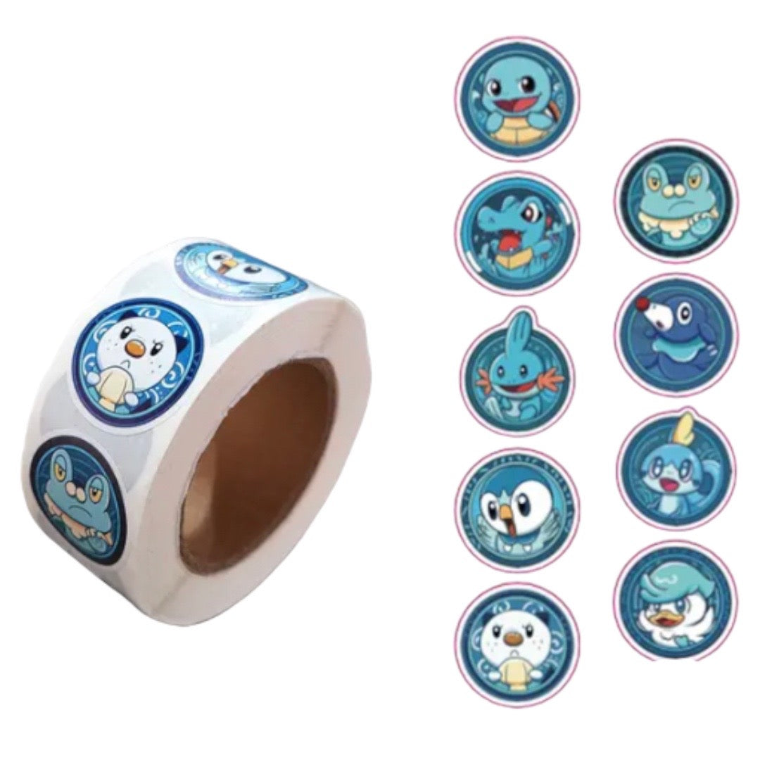 100 Stickers en Rollo - Pokémon Agua