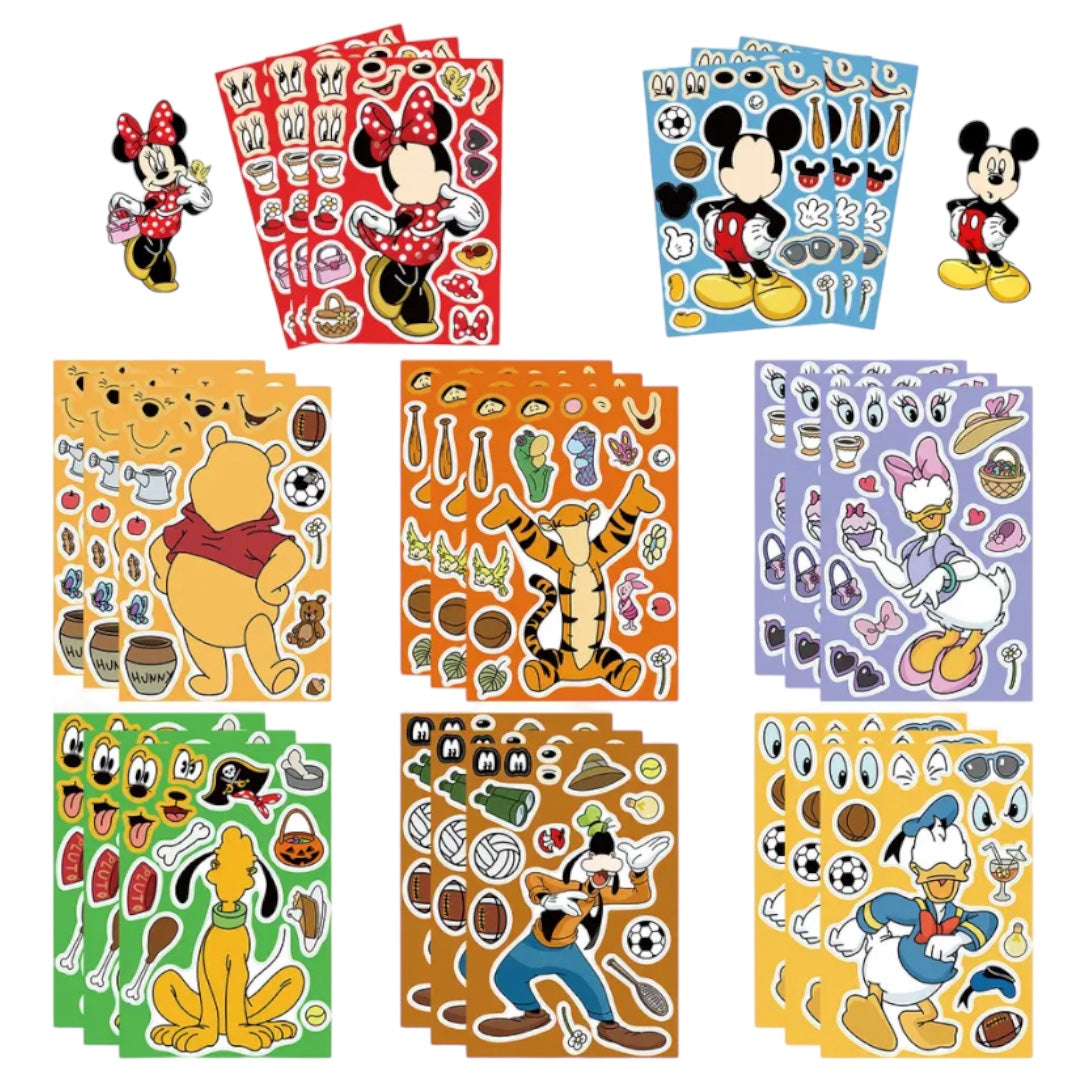 Láminas de Stickers - Mickey Mouse y Winnie The Pooh