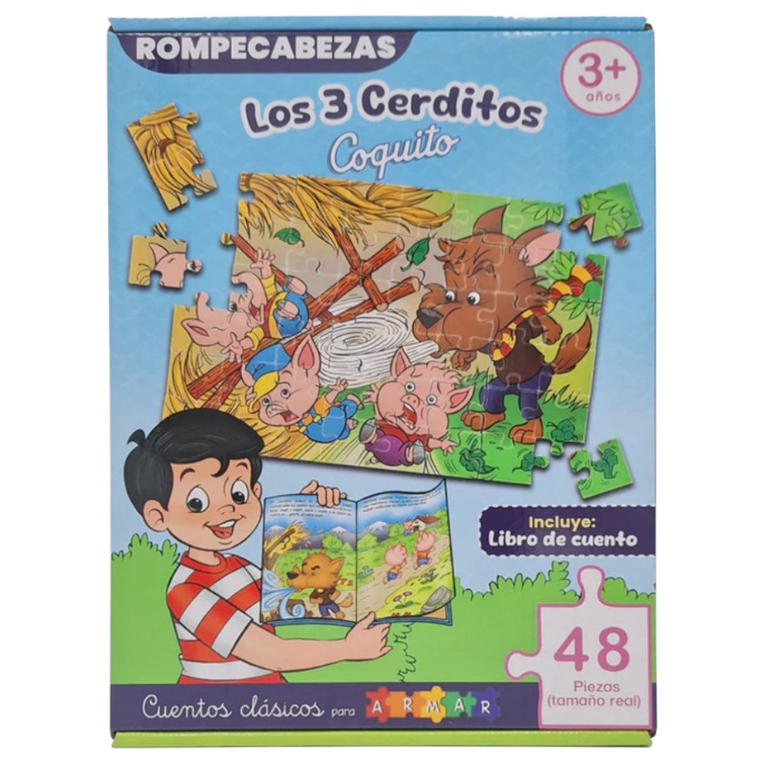 Cuento con Rompecabezas los 3 cerditos