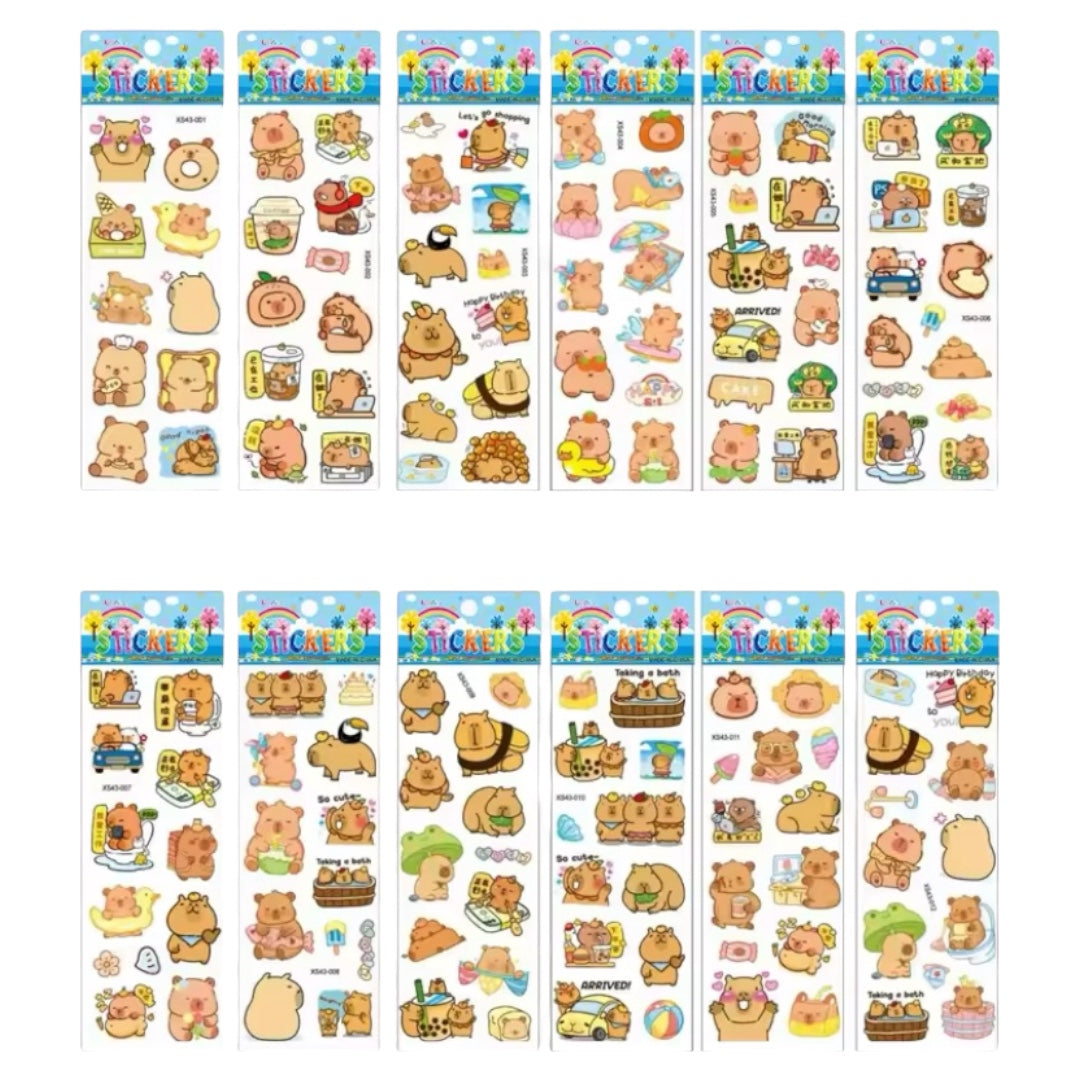 Laminas de Stickers - Capibara, ronsoco