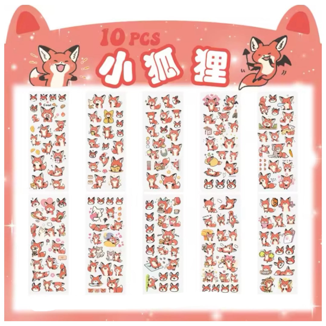 9 láminas de Stickers Zorrito