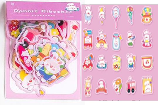 40 Stickers Transparentes - Conejitos Fiesta