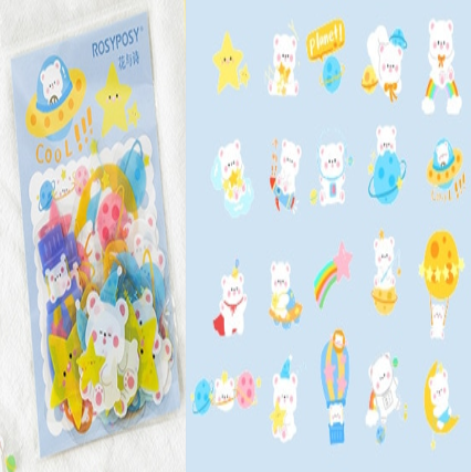 40 Stickers Transparentes - Ositos Viajeros