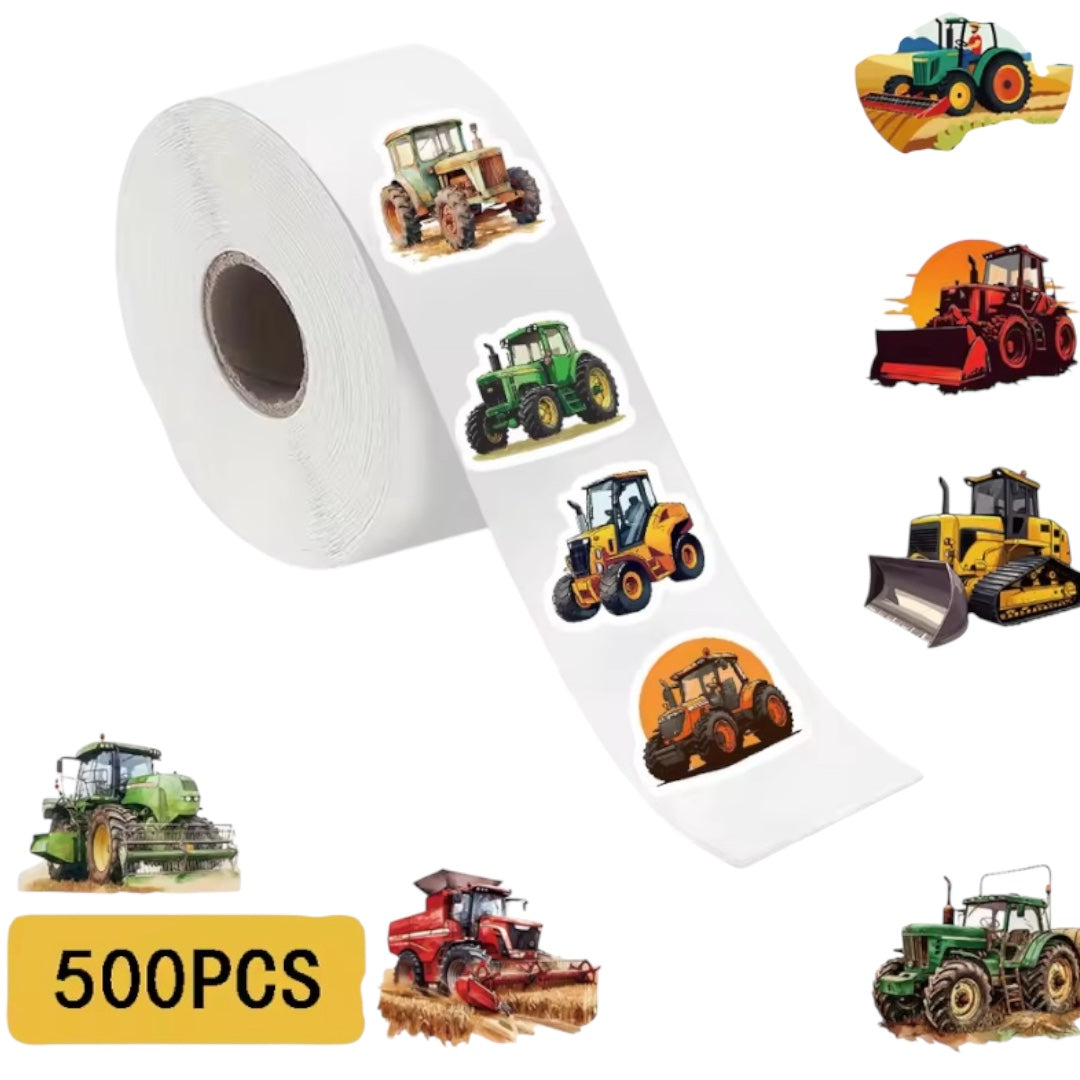 100 Stickers en Rollo - Tractores
