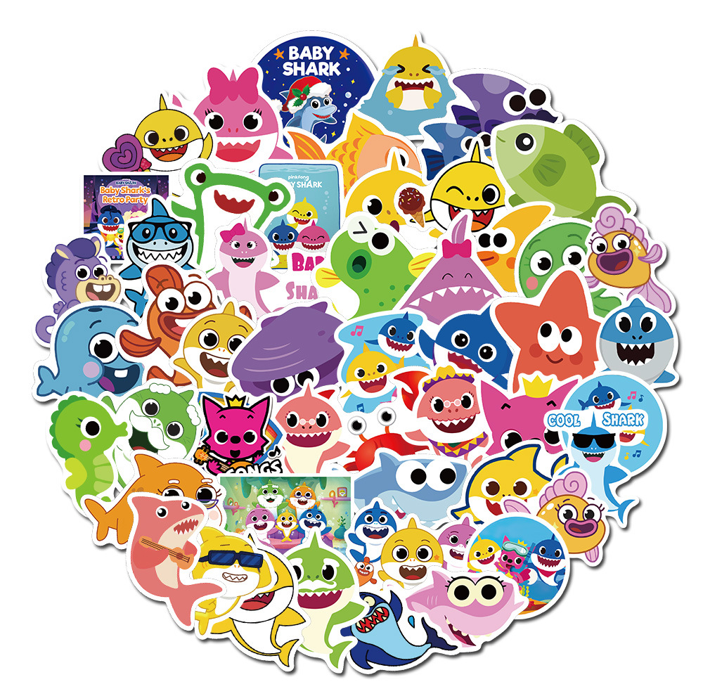 50 Pegatinas Impermeables- Baby Shark