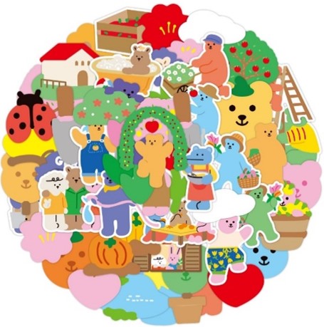 50 Pegatinas Impermeables- Ositos de Colores
