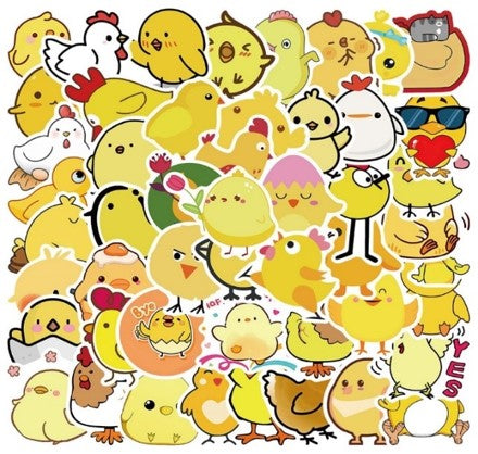 50 Pegatinas Impermeables- Pollitos