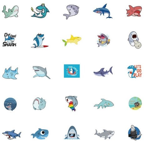 50 Pegatinas Impermeables- Tiburones
