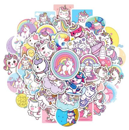 50 Pegatinas Impermeables- Unicornios