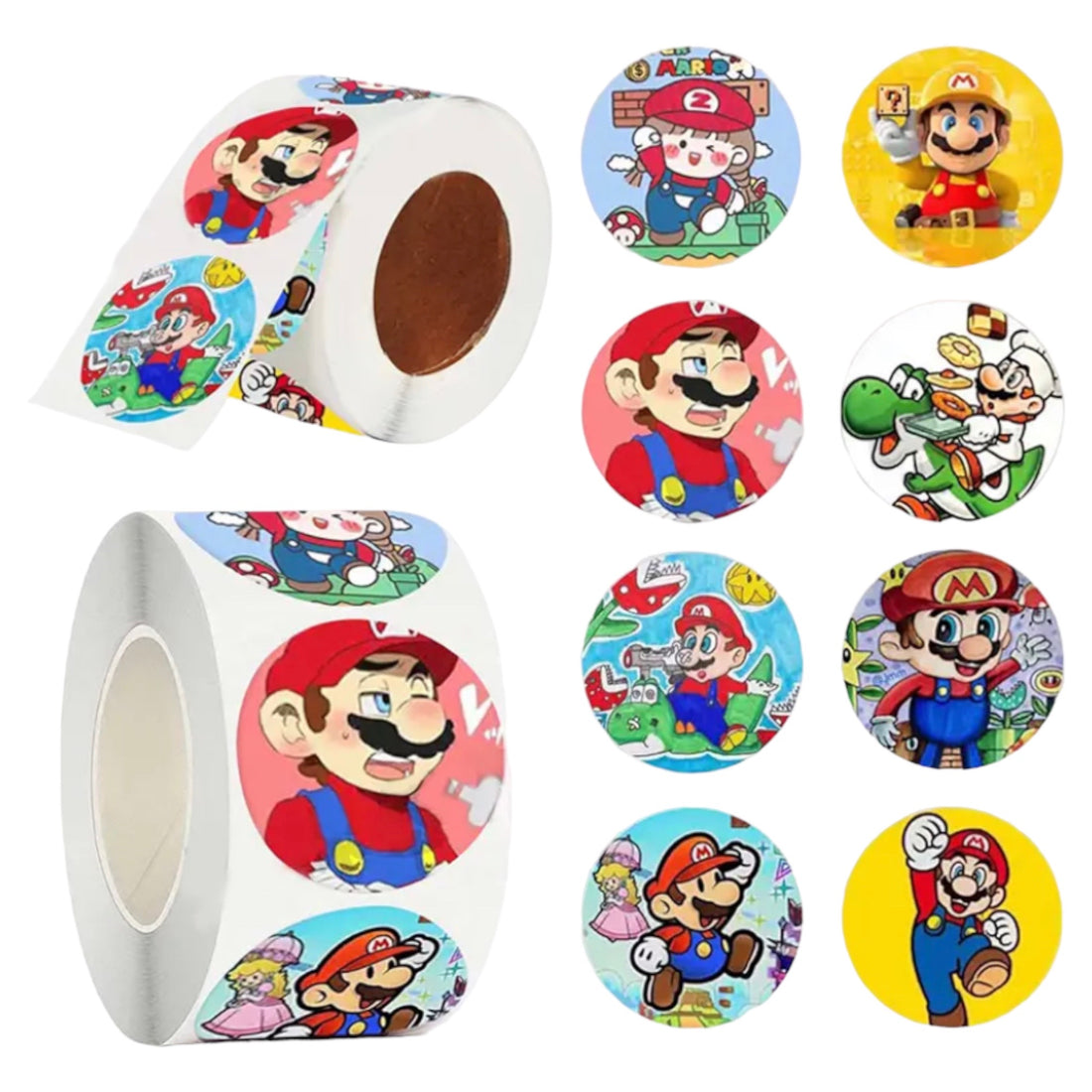 100 Stickers en Rollo - Mario Bross