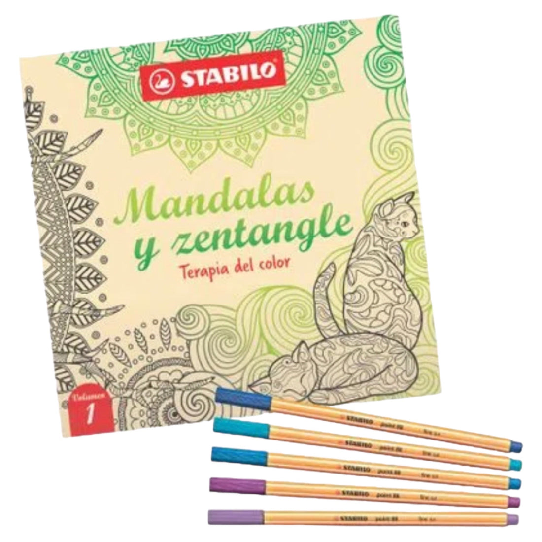 Mandala + 5 lapiceros Stabilo