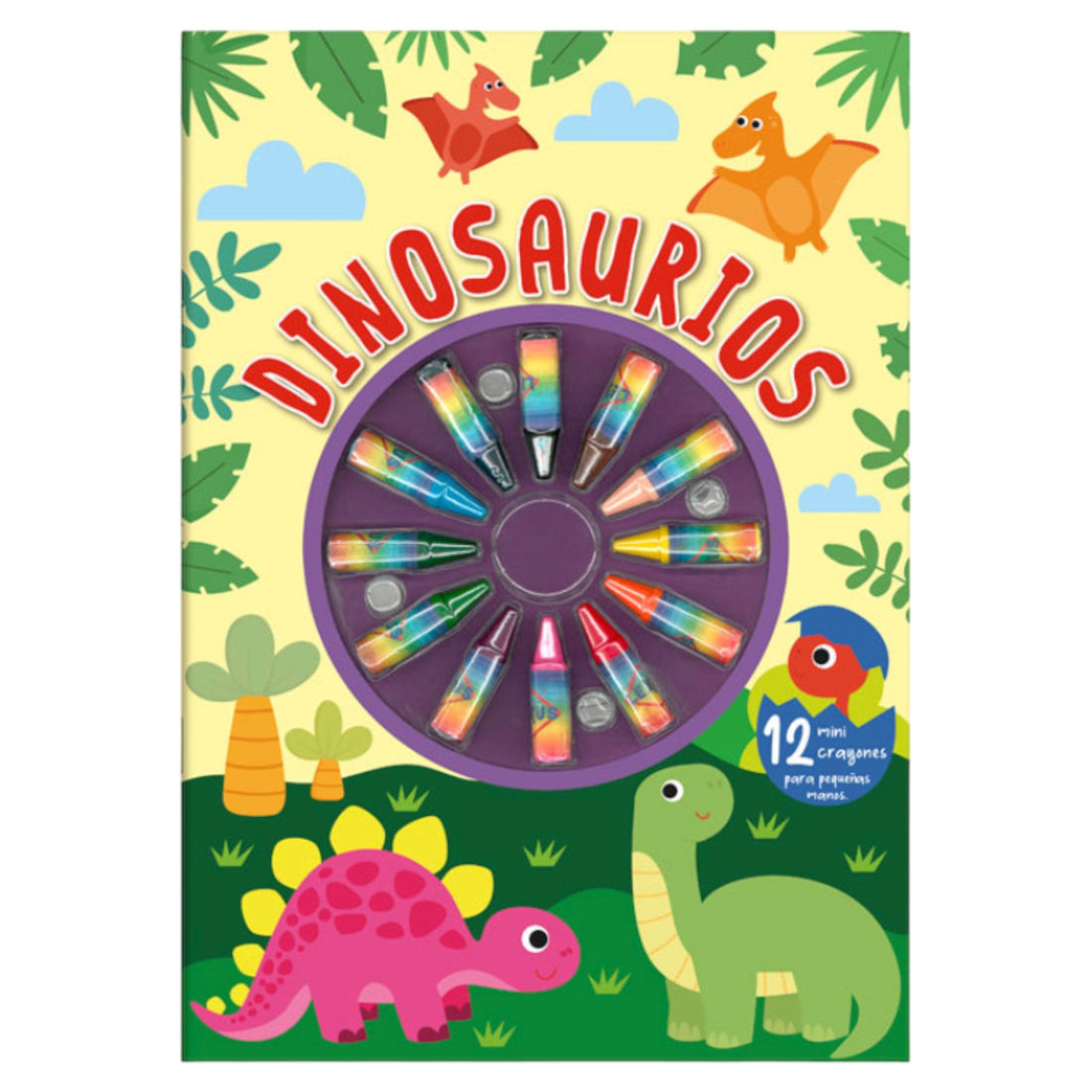 Libro para Colorear Dinosaurios + 12 mini crayolas