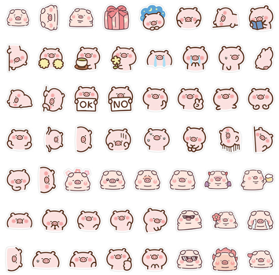 60 Pegatinas Impermeables - Cerdito