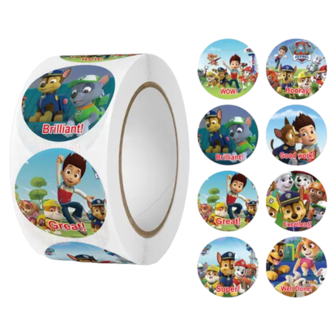 100 Stickers en Rollo - Paw Patrol