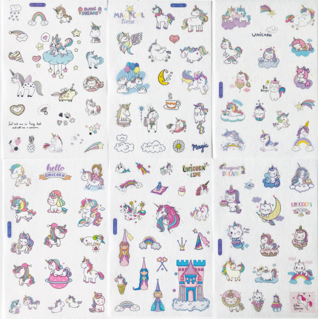 Láminas de Stickers - Unicornios 4