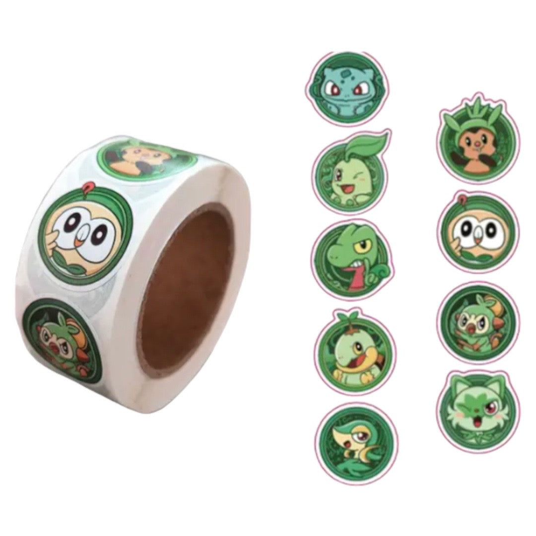100 Stickers en Rollo - Pokémon Hierba