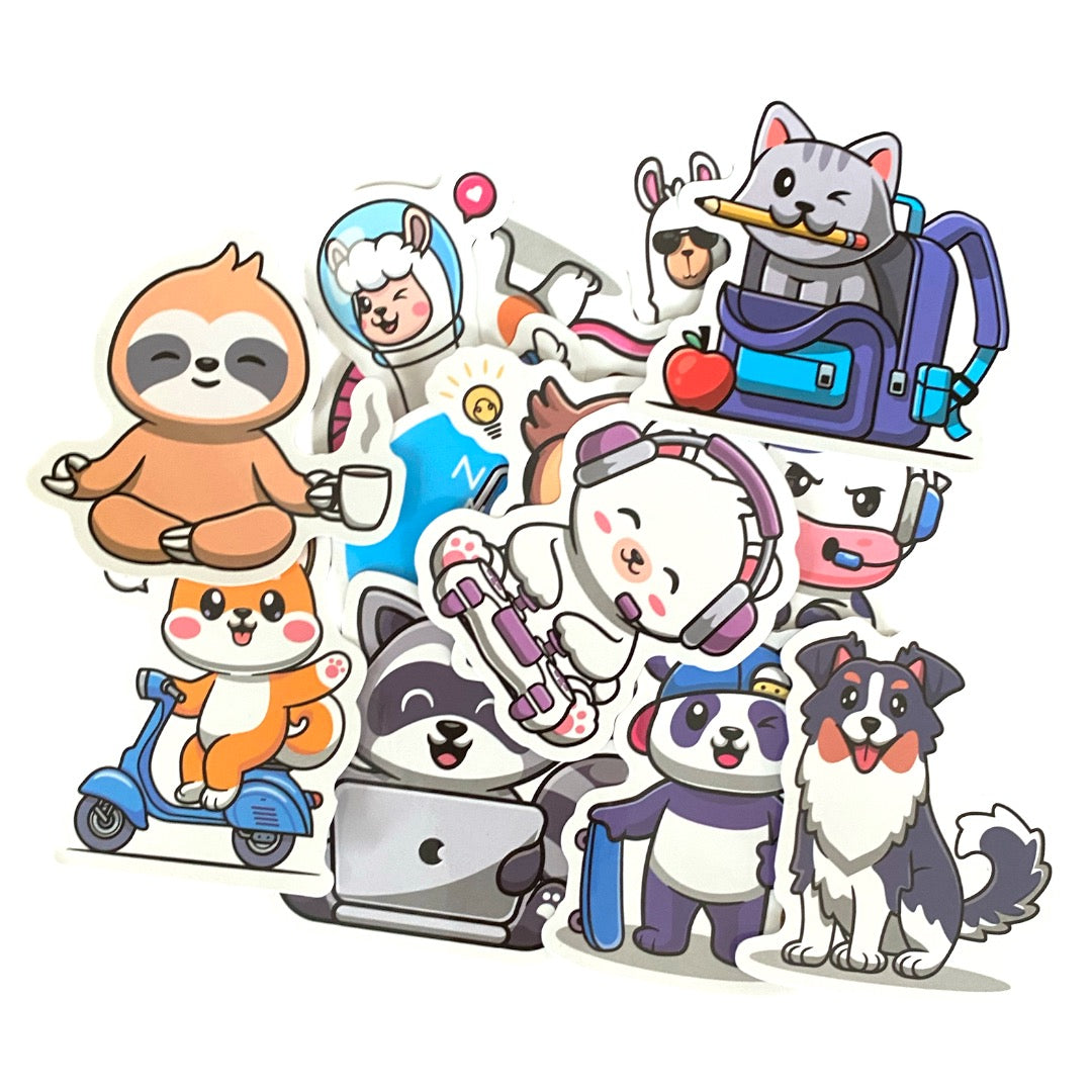 50 Stickers Impermeables- Animalitos Modelo 2