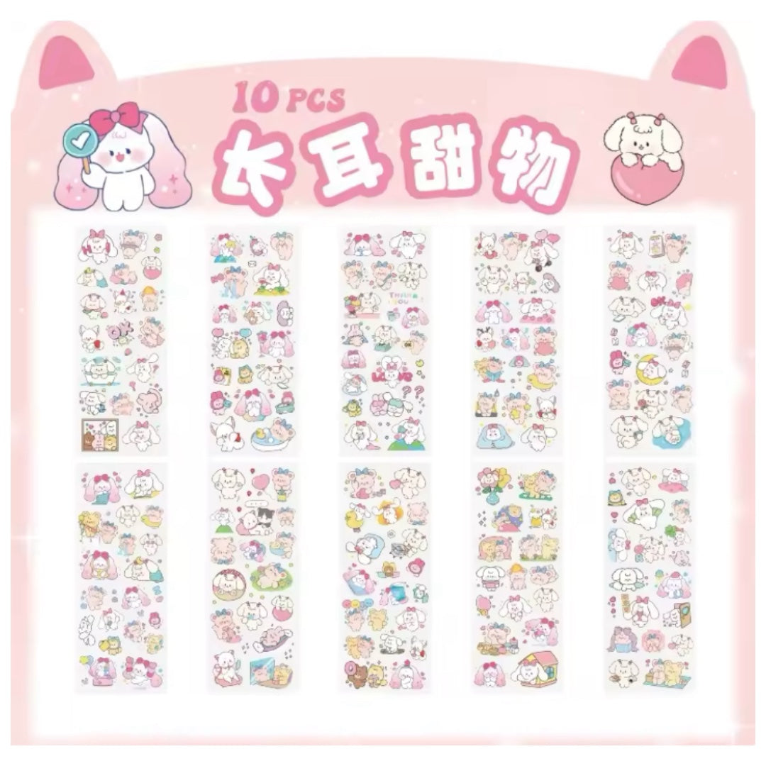 10 láminas de Stickers Conejo Modelo 1