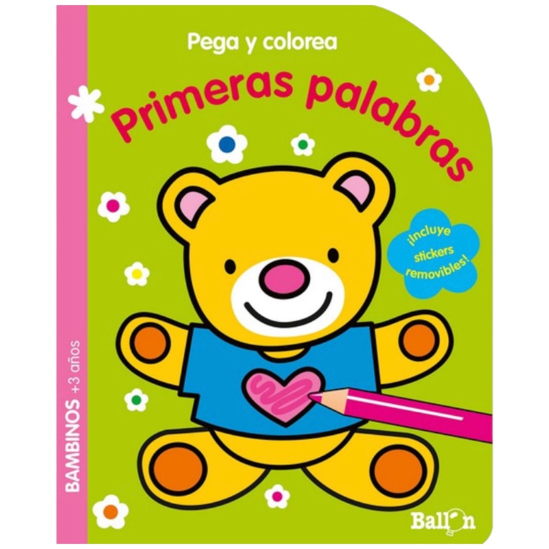 Pega y Colorea Primeras Palabras - Stickers Removibles