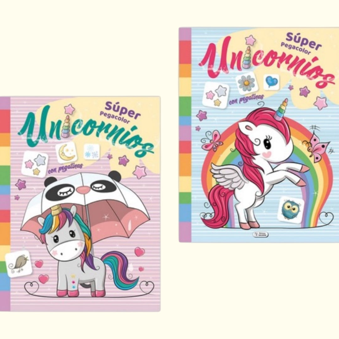 Super Pegacolor Unicornios con pegatinas