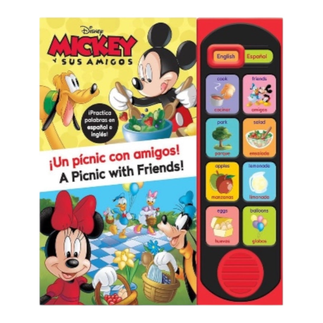 Libro bilingüe español inglés : un picnic con amigos Mickey Mouse