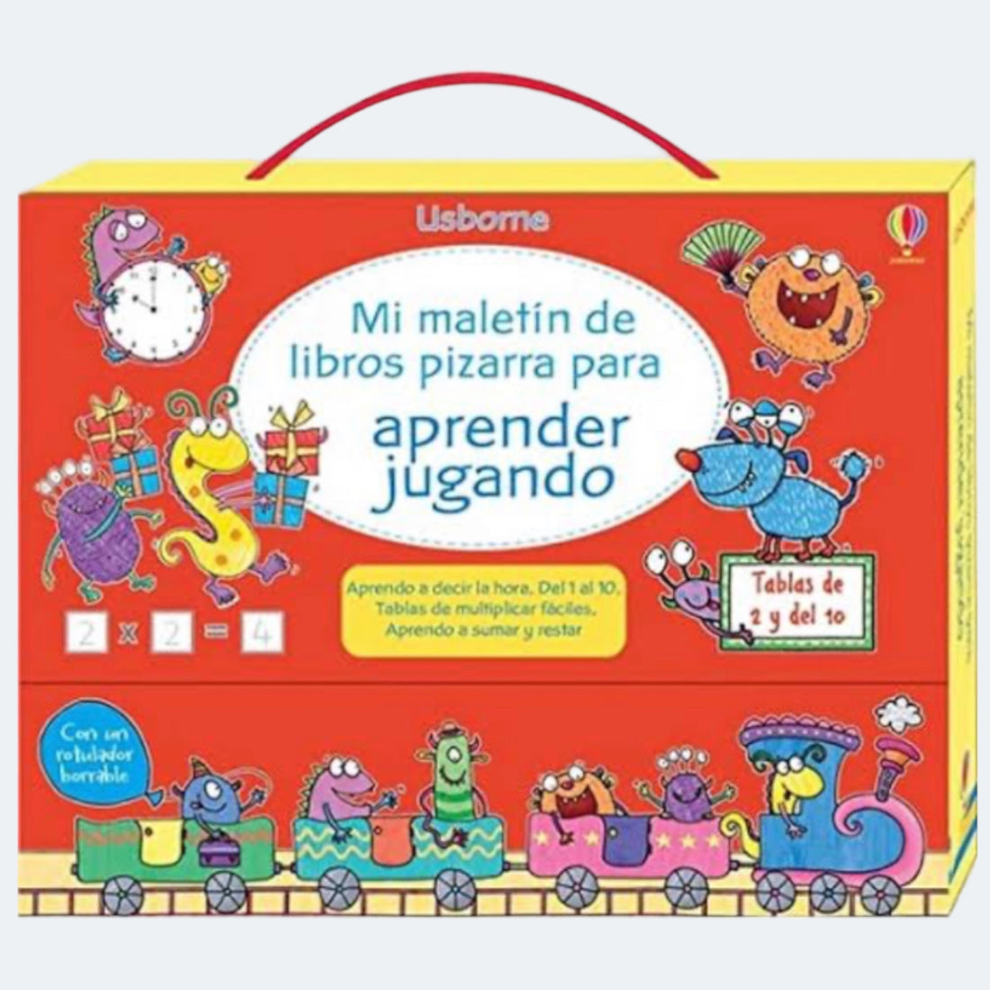 Mi maletín de libros pizarra para aprender jugando: suma, resta, multiplicación y la hora