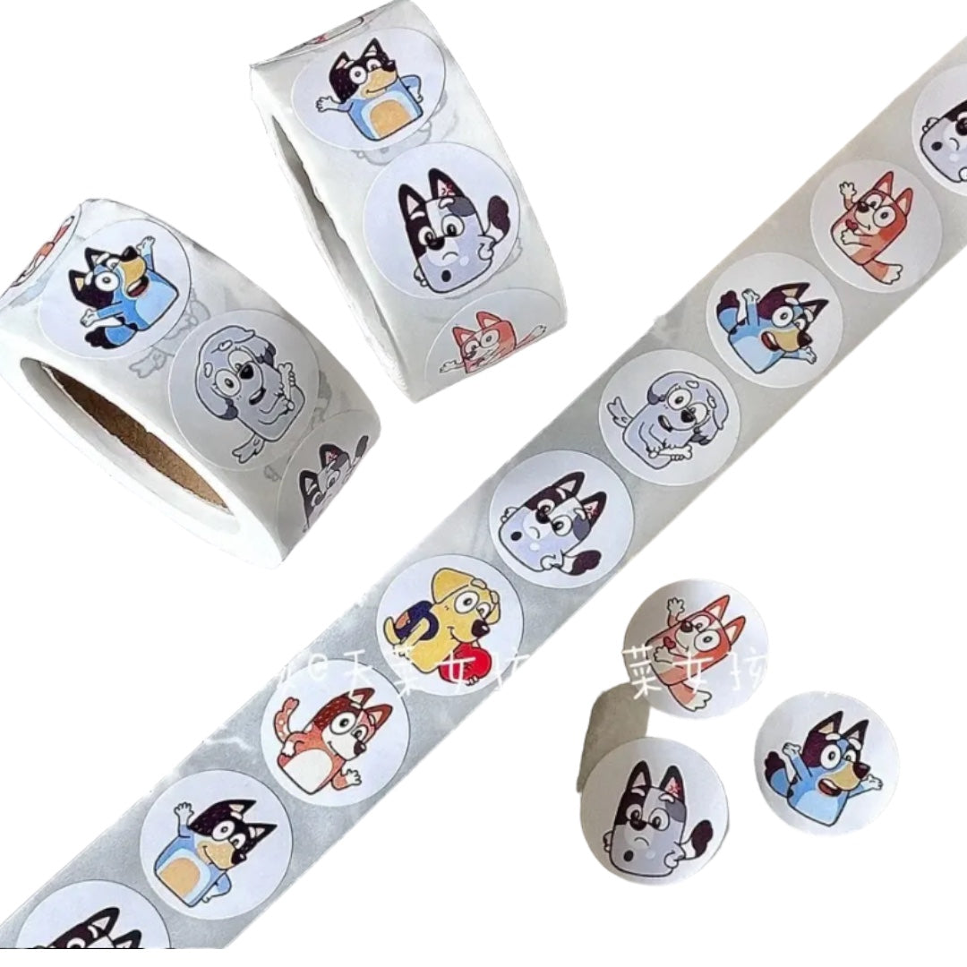 100 Stickers en Rollo - Bluey