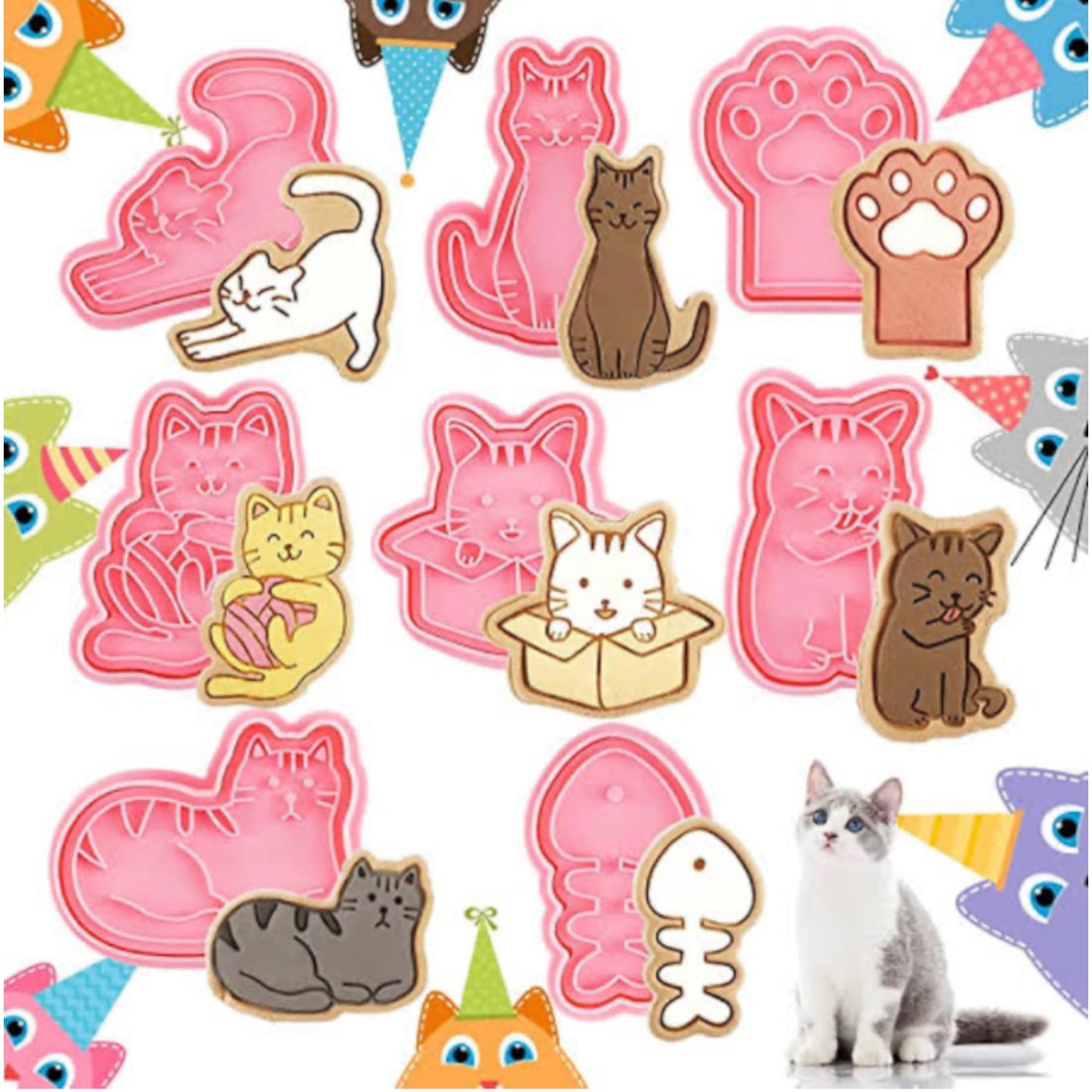 8 Cortadores de Galletas - Gatos