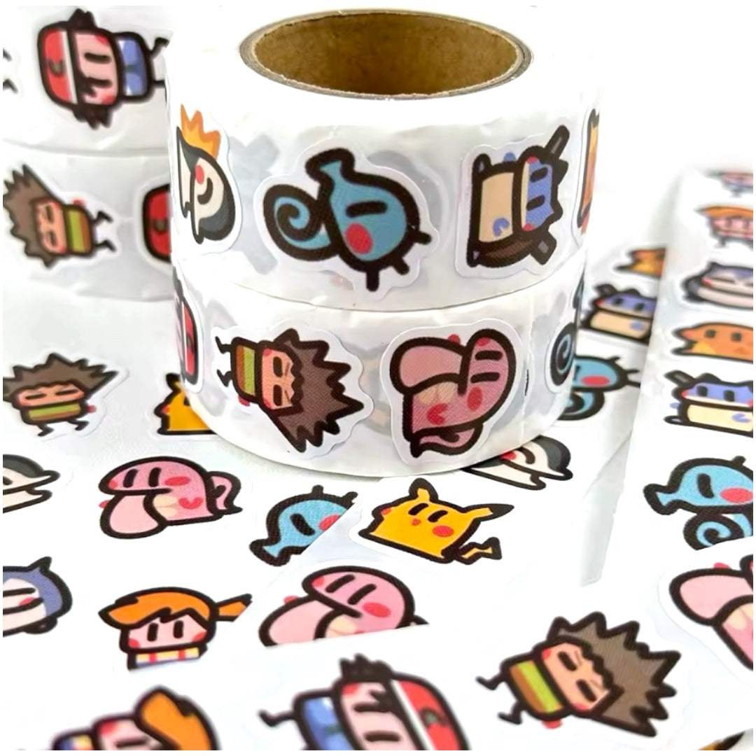 100 Stickers en Rollo - Pokémon personajes