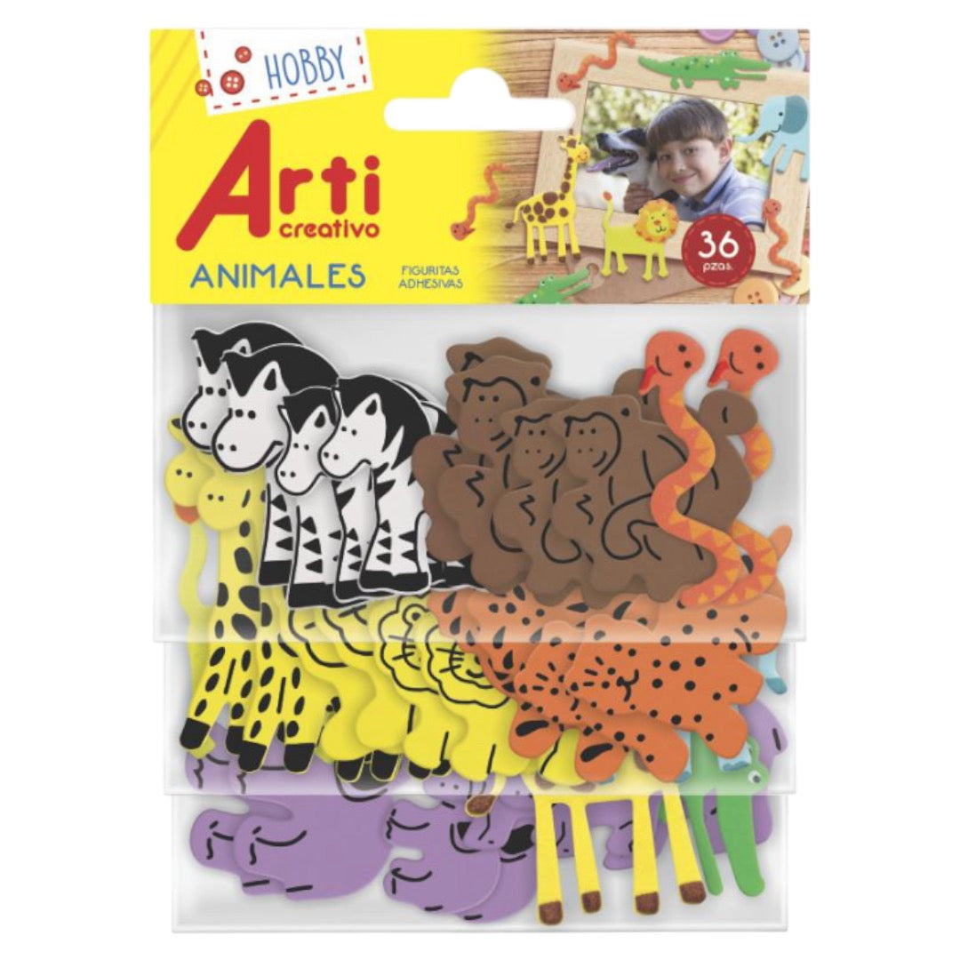 Figuritas Adhesivas x 36 : Animalitos Eva