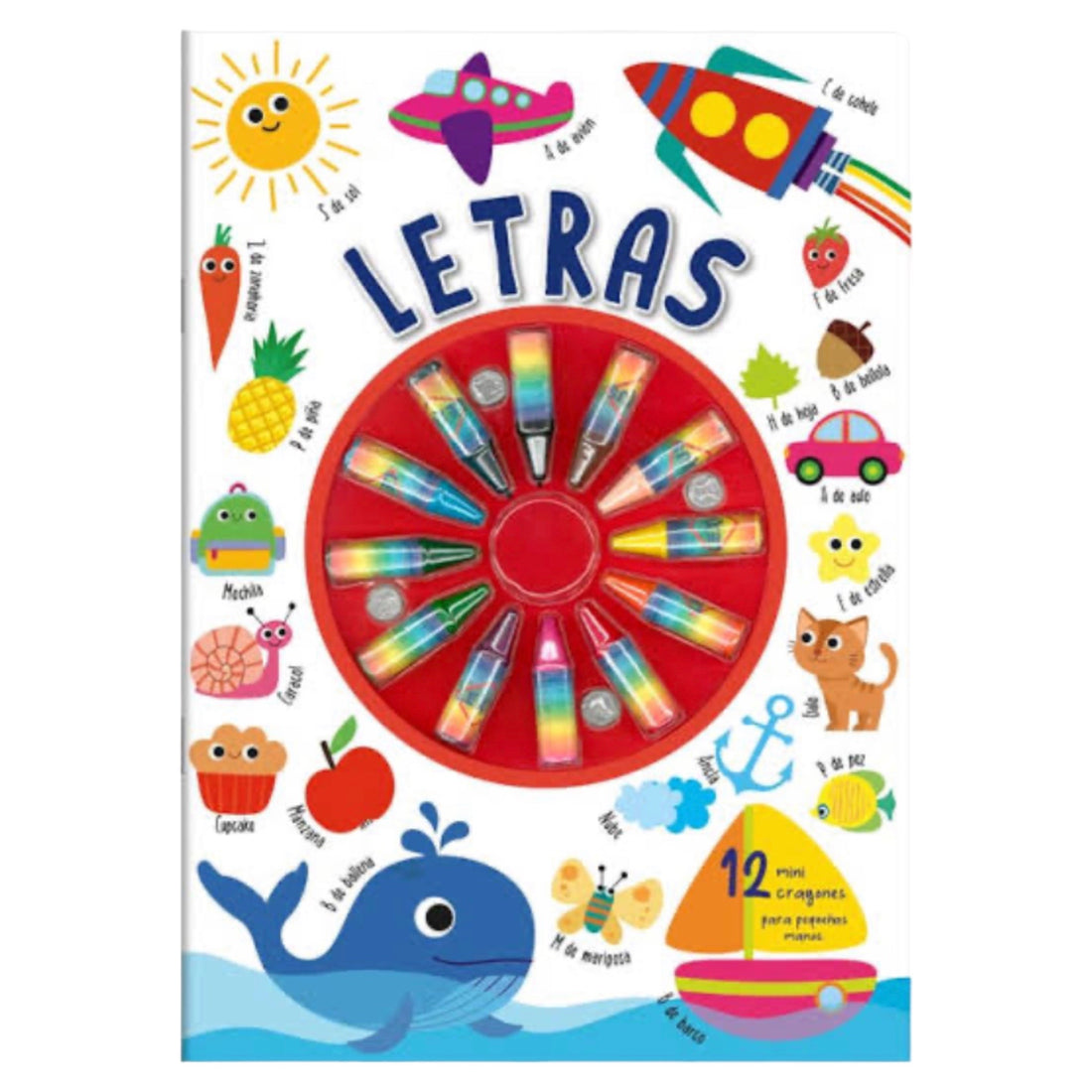 Libro para Colorear Letras + 12 mini crayolas