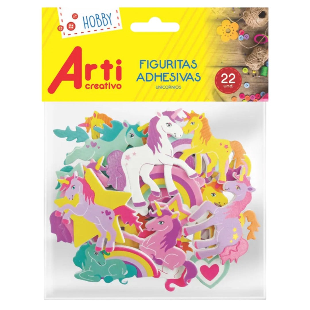 Figuritas Adhesivas x 22 Goma Eva : Unicornios
