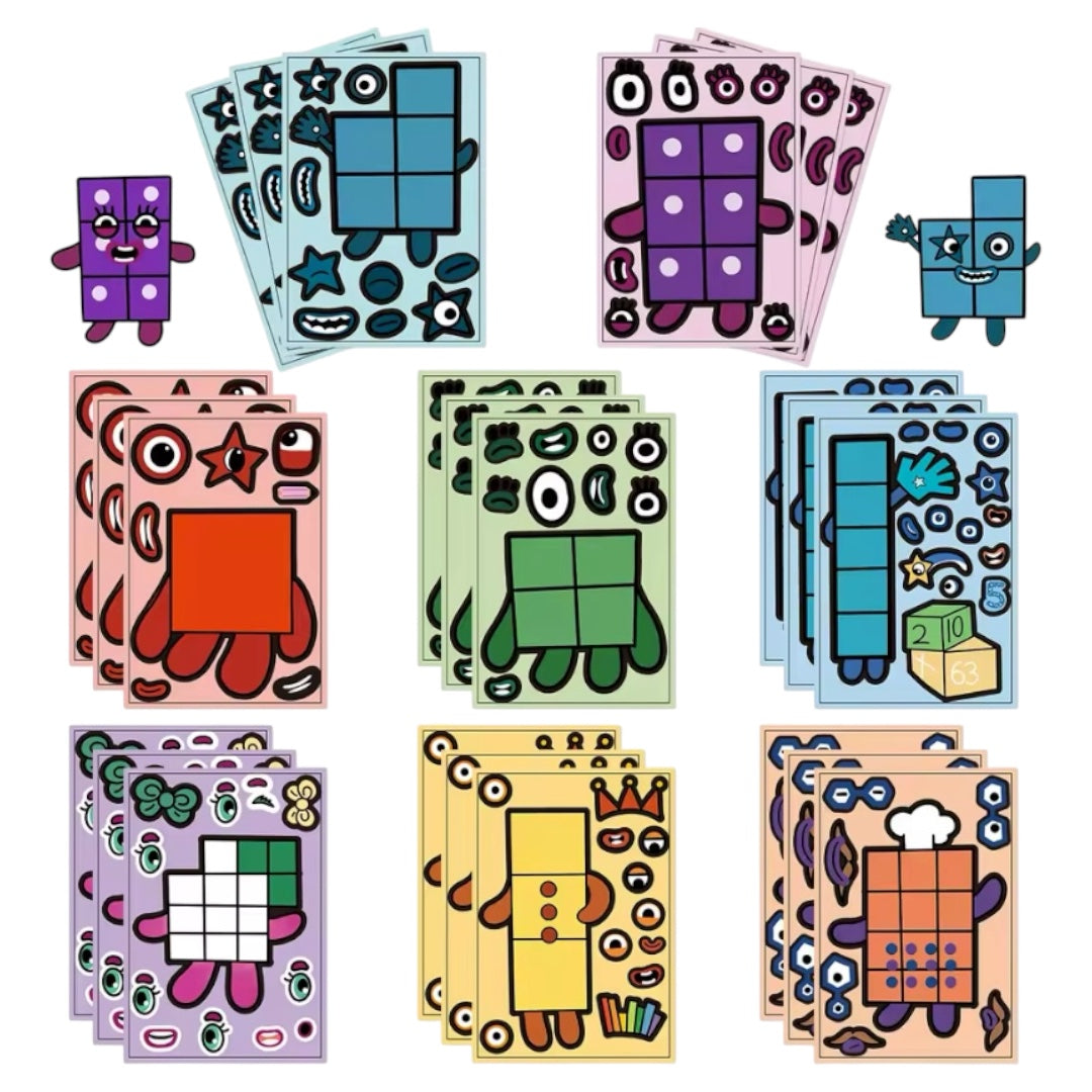 Láminas de Stickers Numberblocks