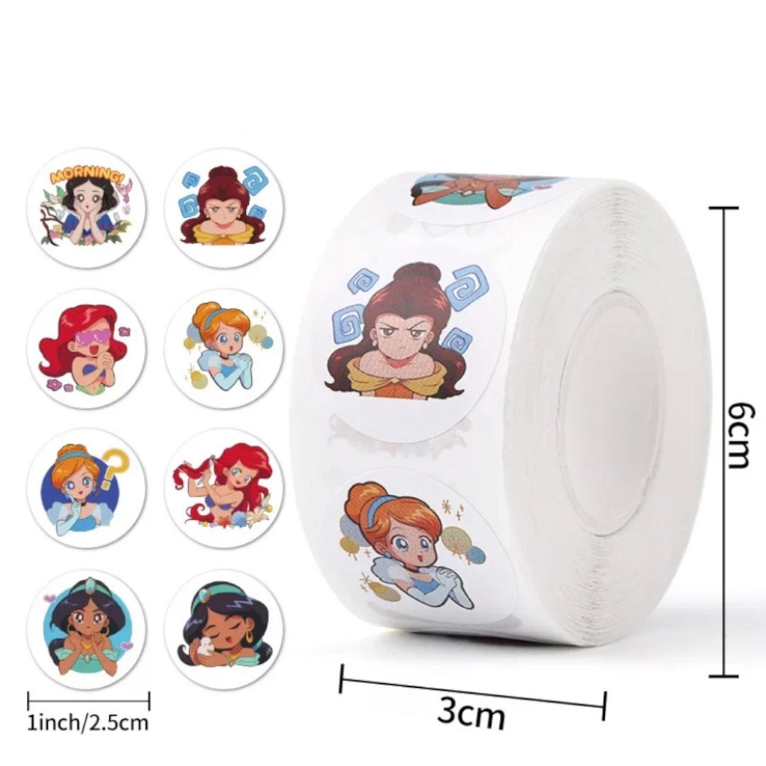 100 Stickers en Rollo - Princesas Disney