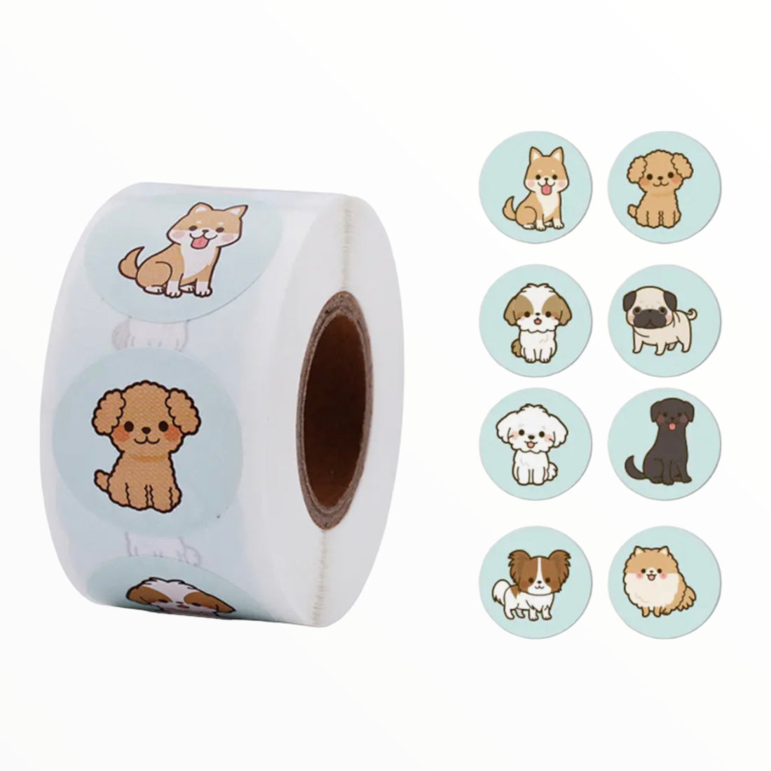 100 Stickers en Rollo - Perritos