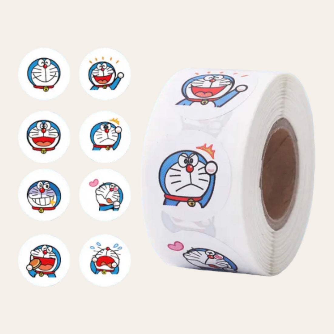 100 Stickers en Rollo - Doraemon , kawai