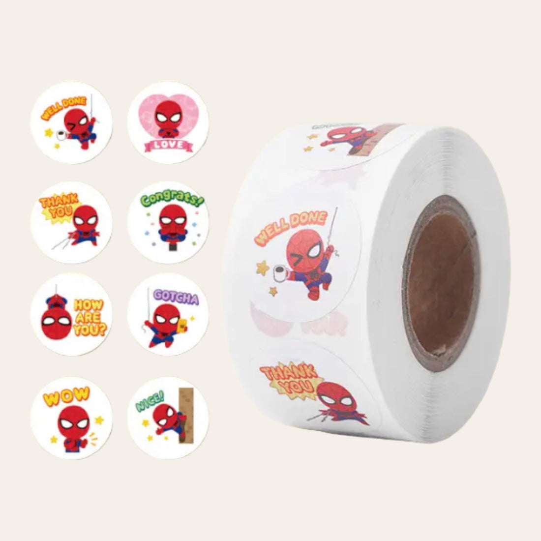 100 Stickers en Rollo - Spider-Man