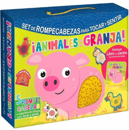 Cuento + Rompecabezas de Silicona de Animales de Granja