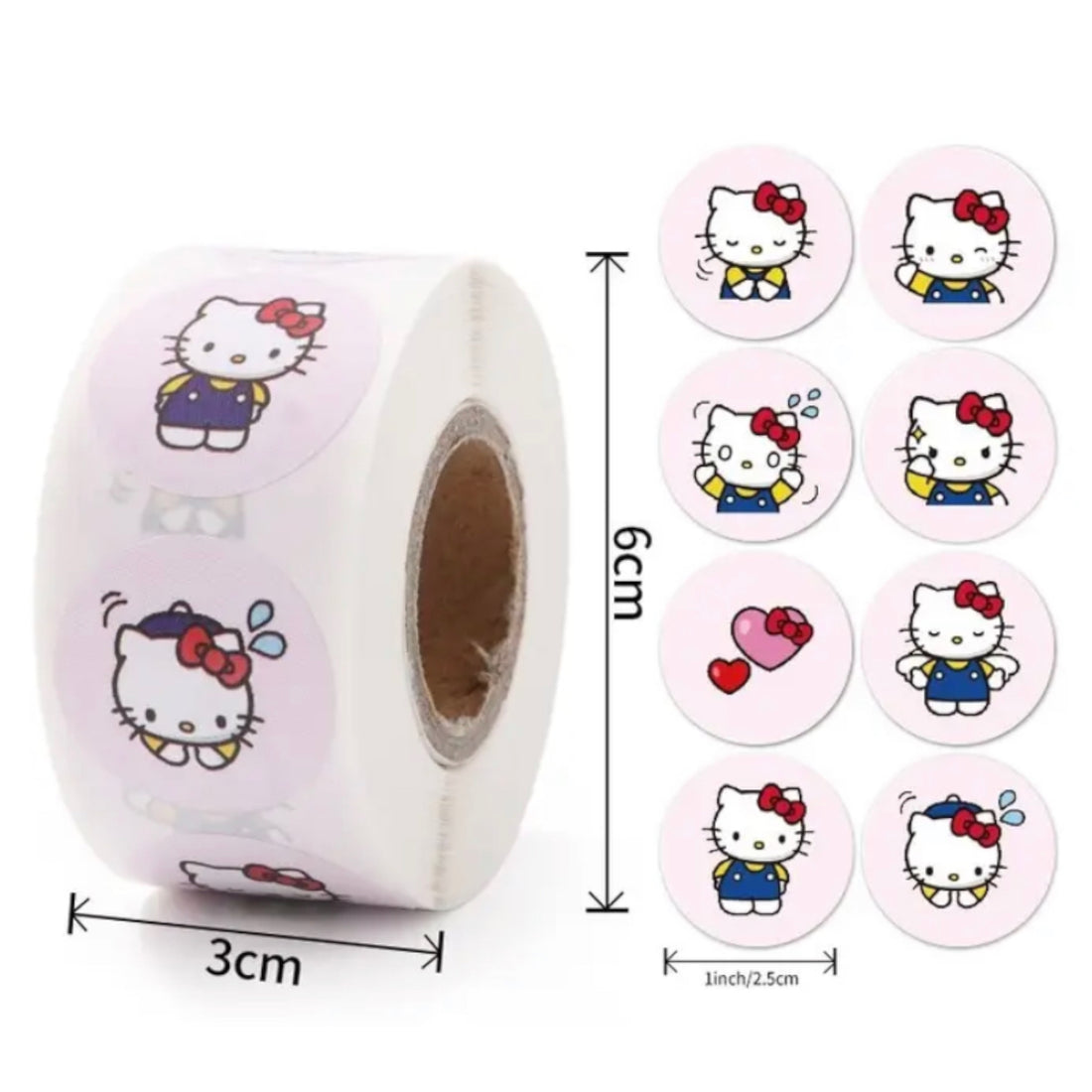 100 Stickers en Rollo - Hello Kitty