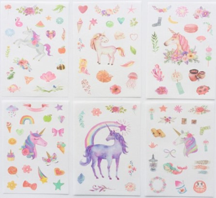 Láminas de Stickers - Modelo 2 Unicornios