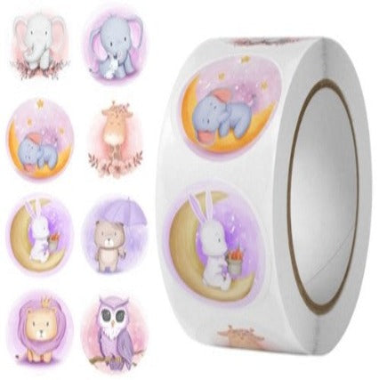 100 Stickers en Rollo - Modelo Animalitos