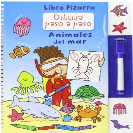 Animales del mar libro pizarra colección dibuja paso a paso