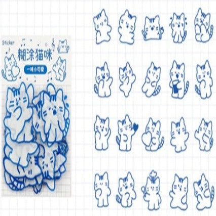 40 Stickers- Gatitos Transparentes