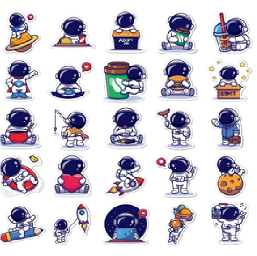 50 Pegatinas Impermeables- Astronautas