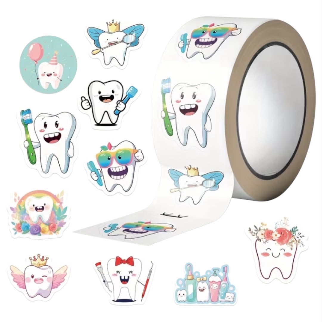 100 stickers en rollo dentista
