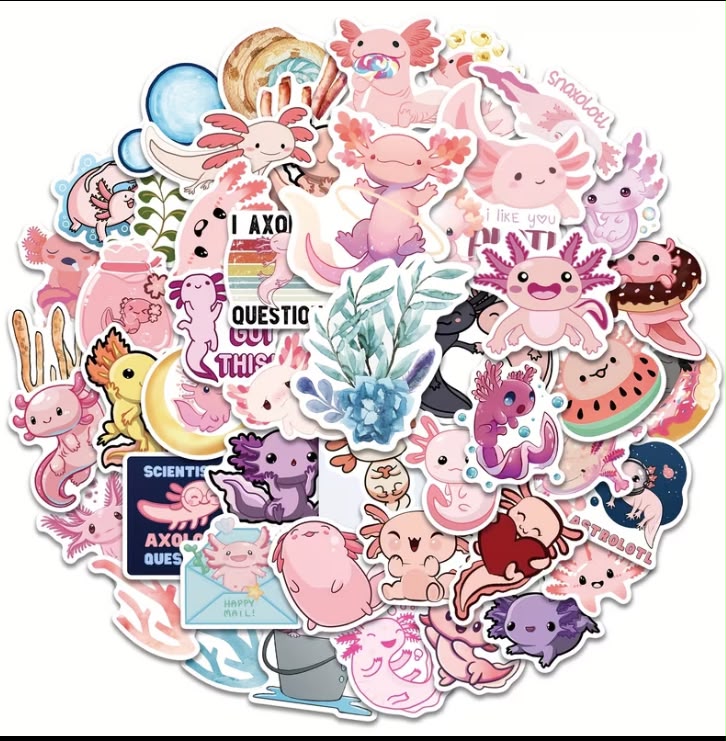 50 Stickers Impermeables - Alfabeto Personajes