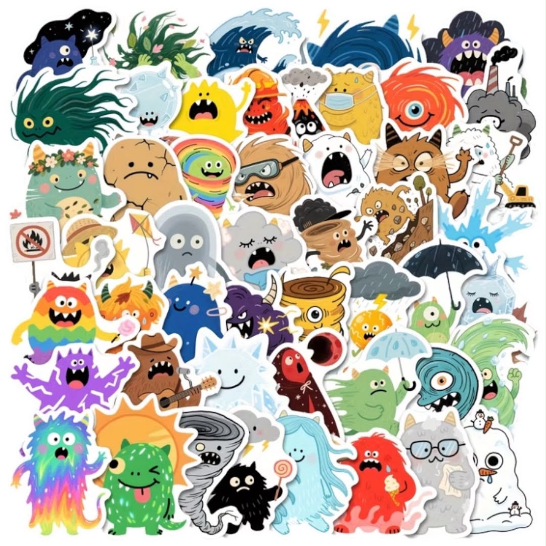 50 Stickers Impermeables - Alfabeto Personajes
