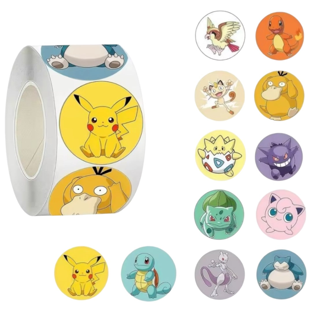 100 stickers en rollo pokemon modelo 5